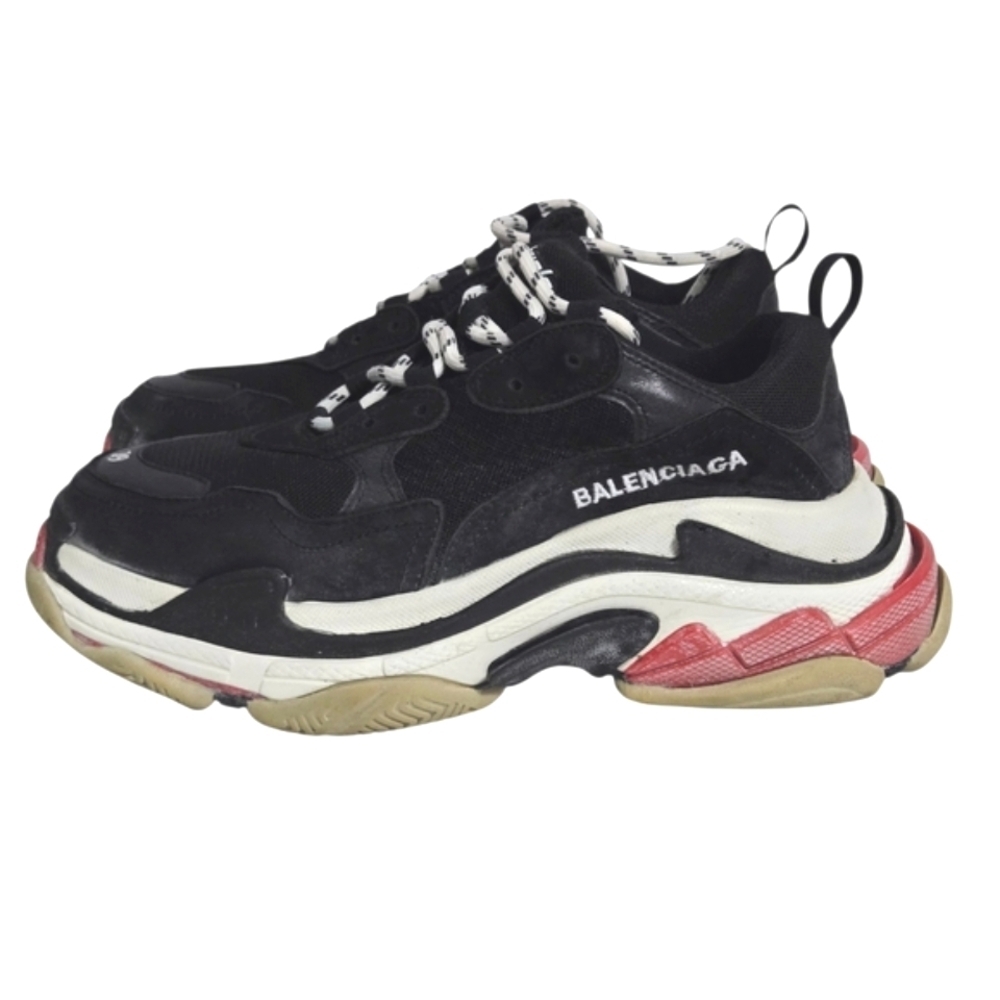 Balenciaga Black Leather and Mesh Triple S Low Top Sneakers Size 39 Women - Picture 3 of 10